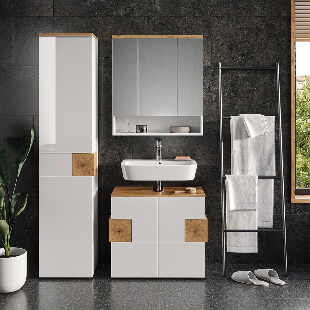 Vicco Badmöbel-Set Badezimmer-Möbel Bad-Schrank Eden Weiß Artisan modern Badezimmerschrank Waschbeckenunterschrank Spiegelschrank Hochschrank Schranktür Schrankfach