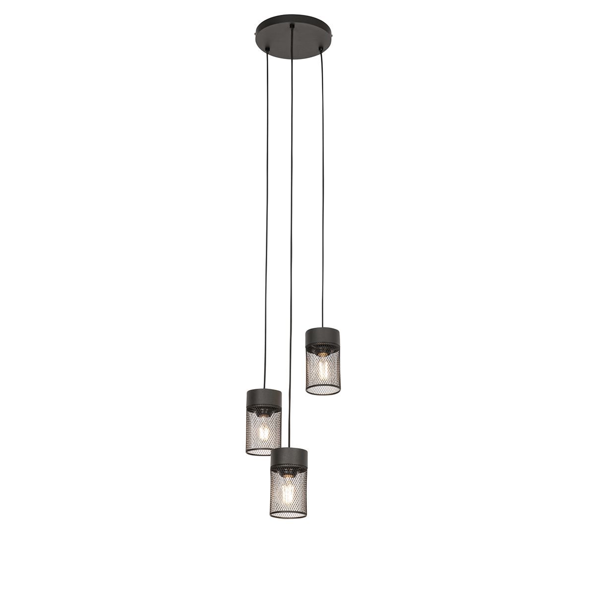 Industriële hanglamp zwart 3-lichts - Jim