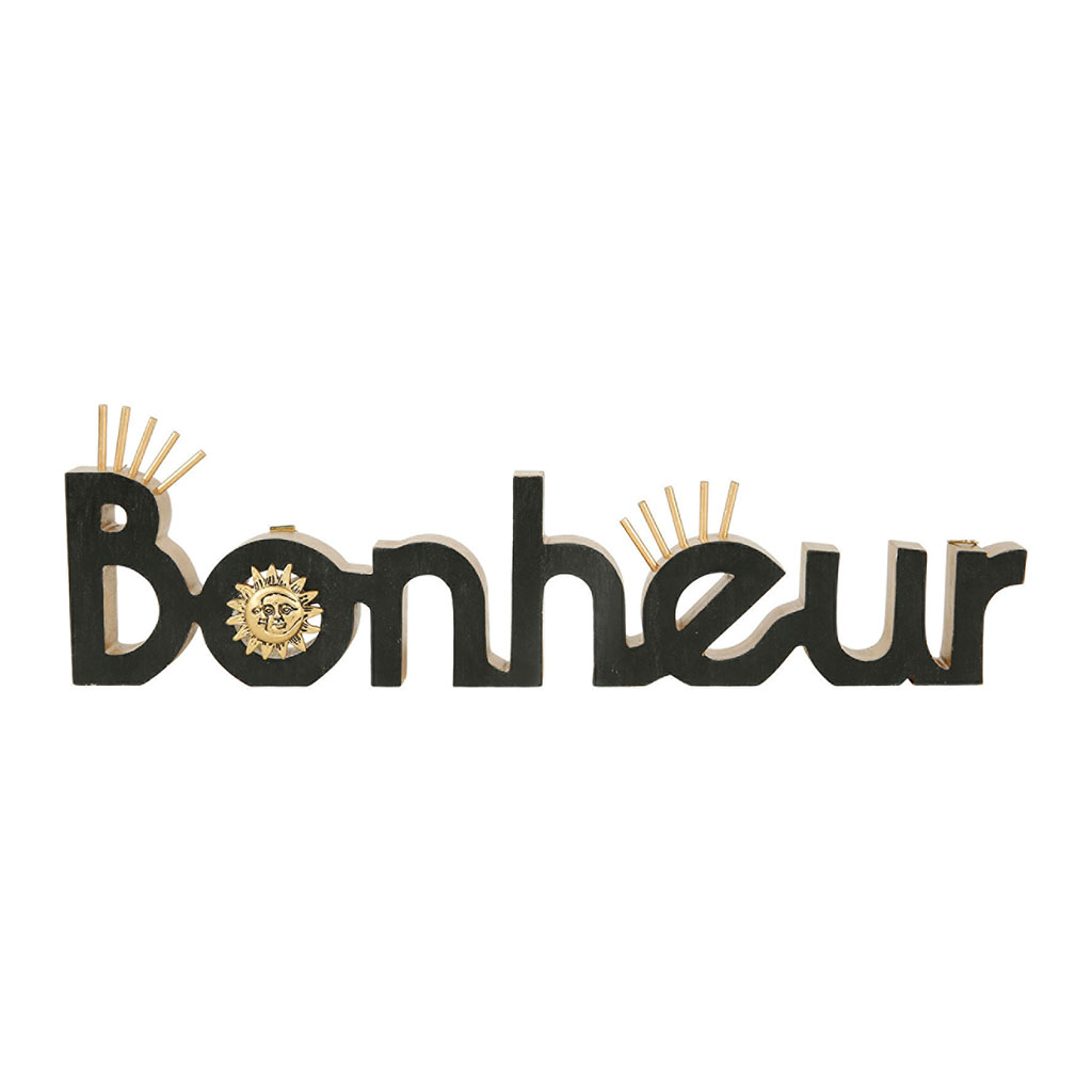Mot déco BONHEUR bois 34.5x10.5x2cm
