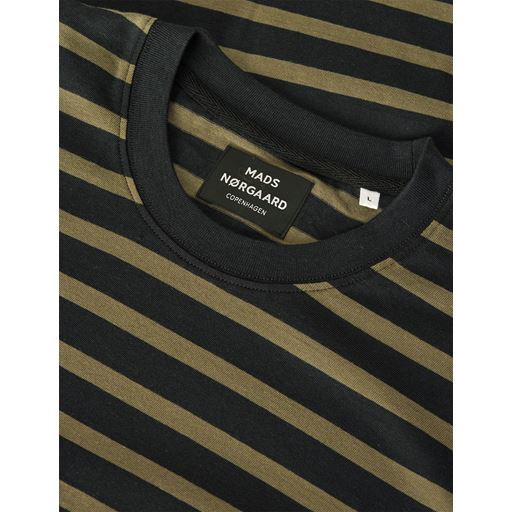 Mads Nørgaard Cotton Jersey Stripe Frode T-shirt, Kalamata/Jet Black, XXL