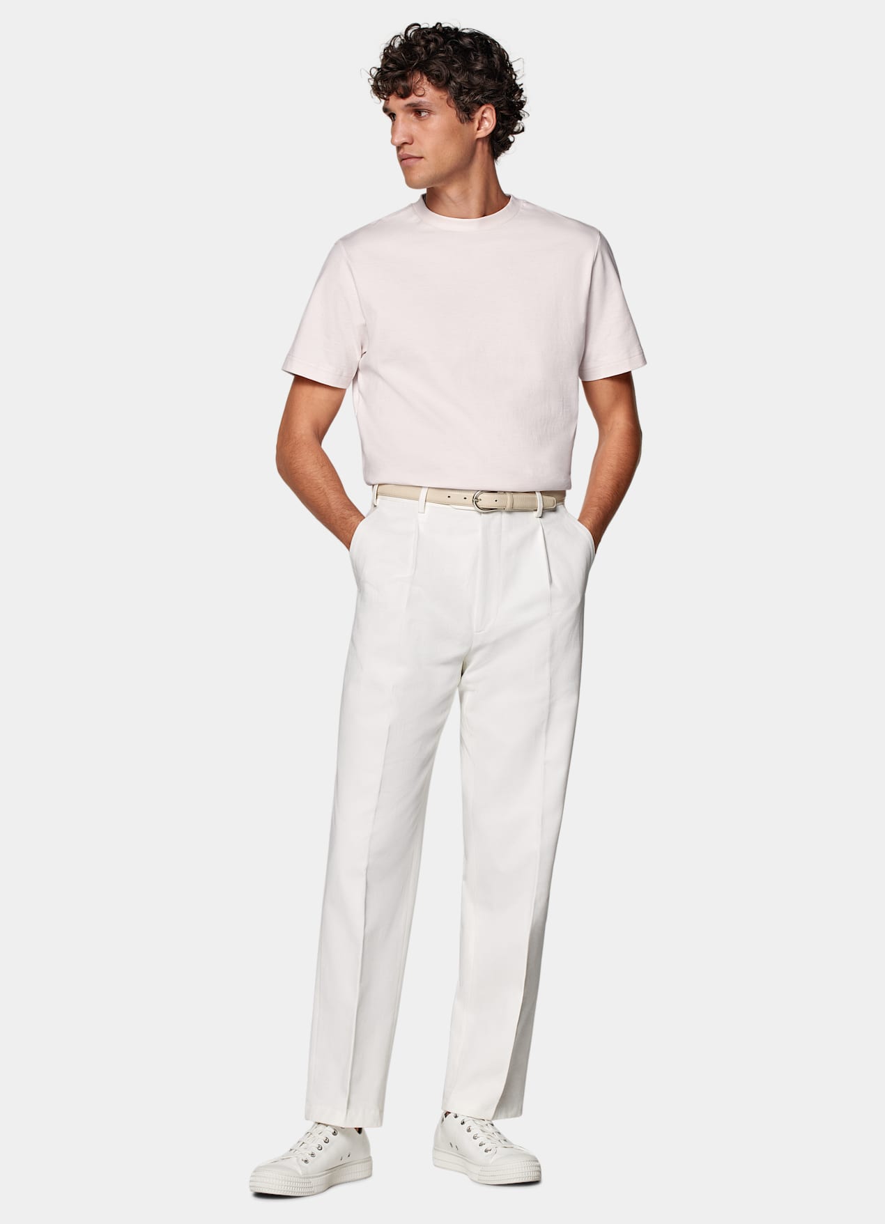 T-shirt col rond rose clair