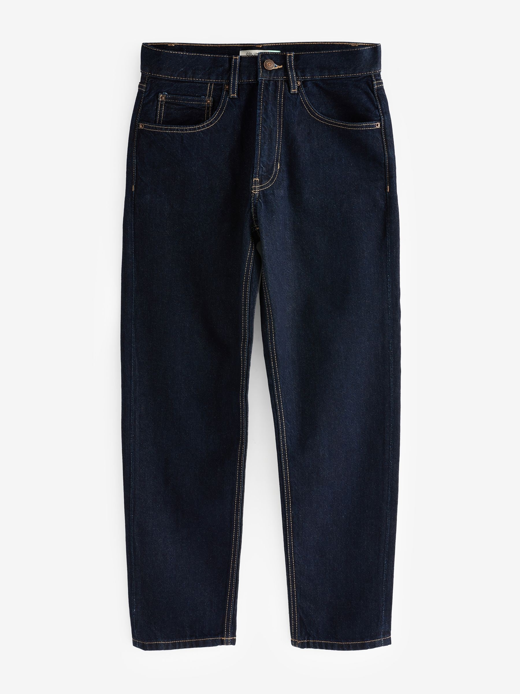Blauw met wassing - 100% katoenen mom jeans met rechte pijpen