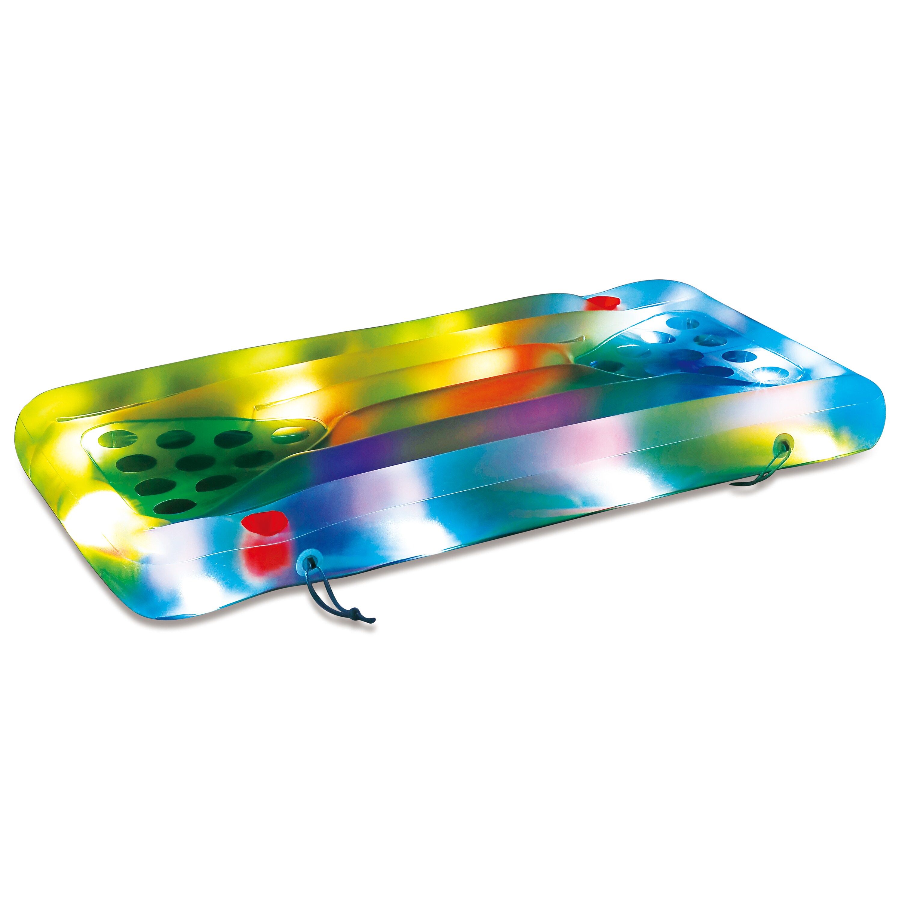 Summer Waves Luftmatratze & Bier-Pong Tisch inkl. LED blau 160x84x19 cm