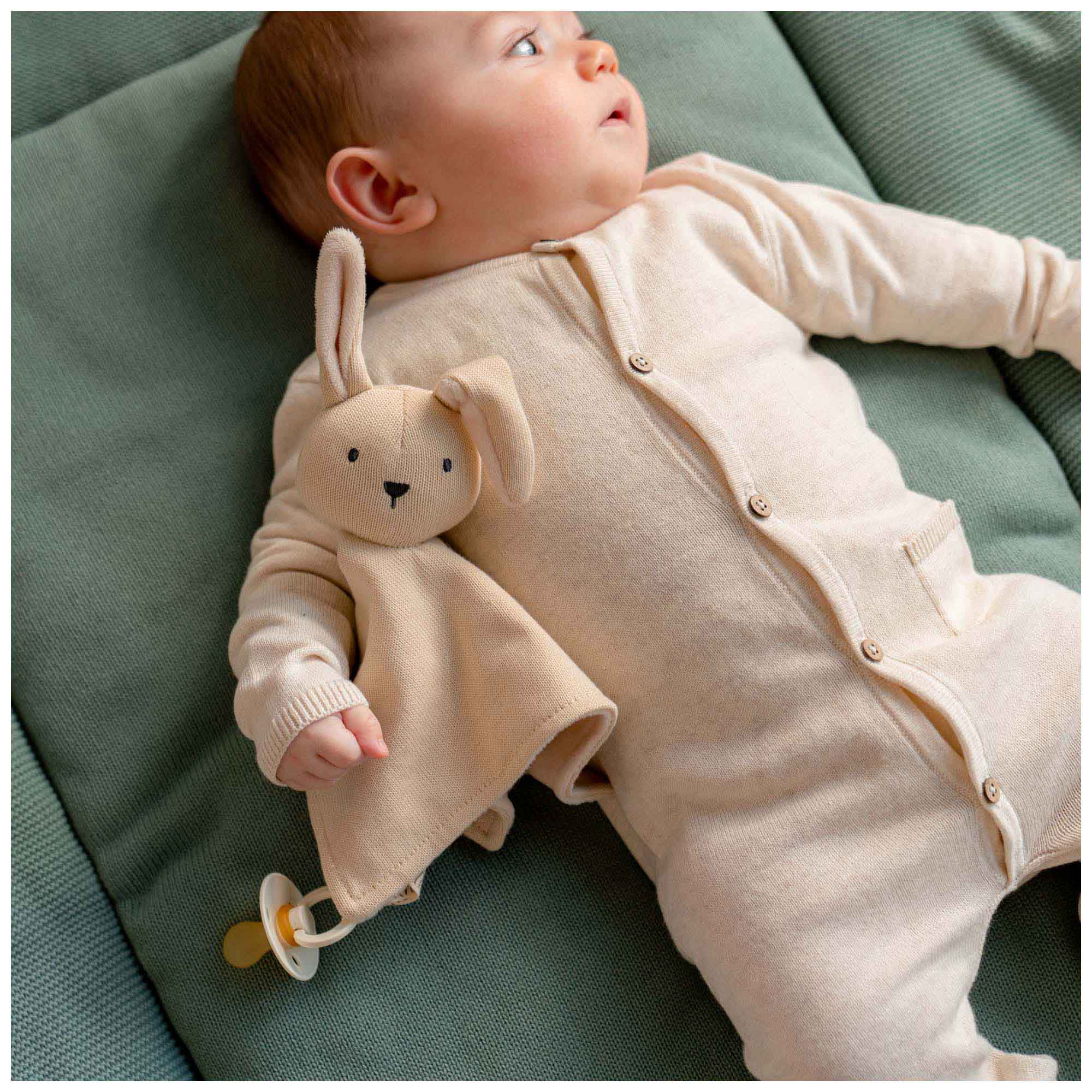 Prénatal knuffeldoekje Little Knits wit