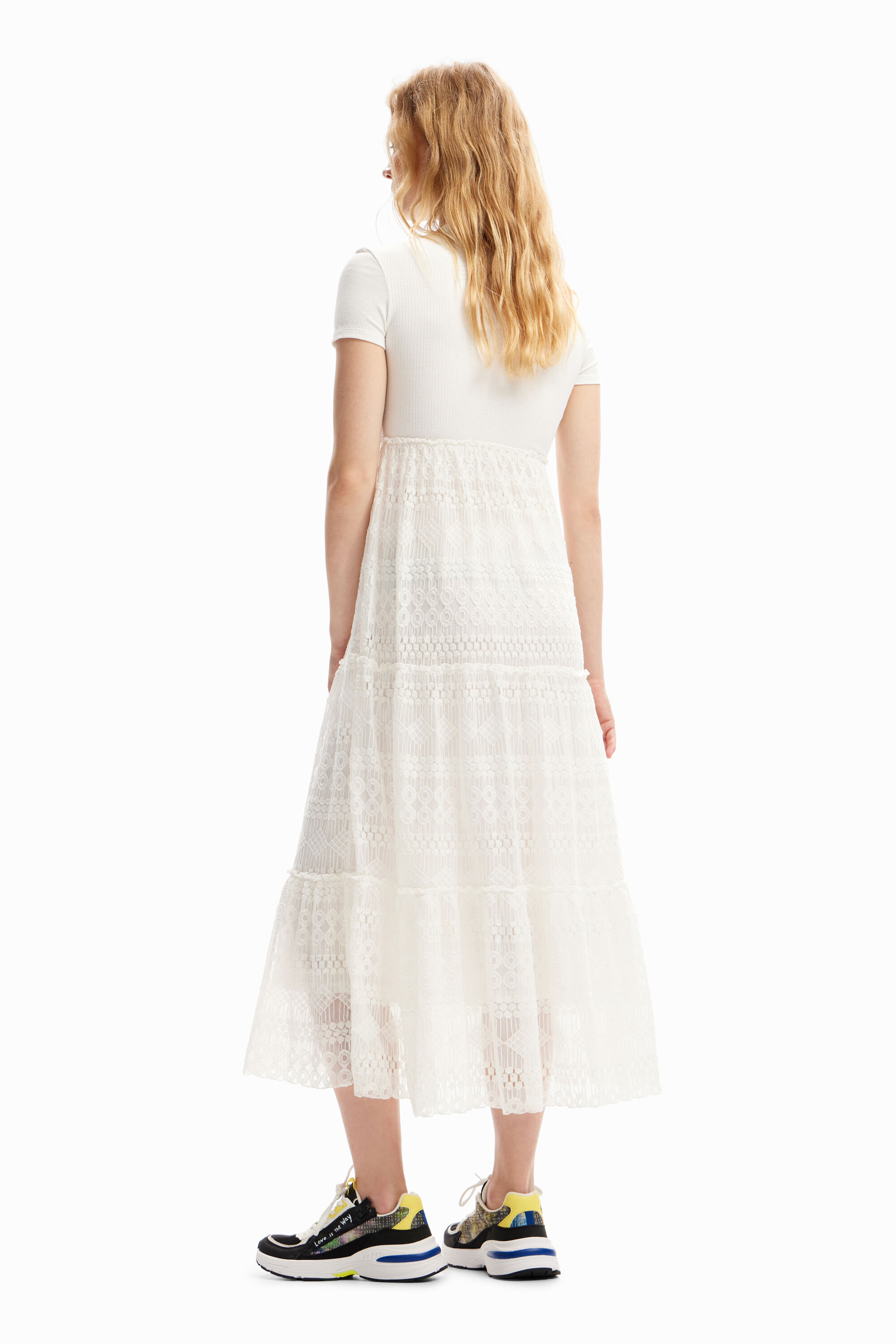 Robe midi combinée tulle