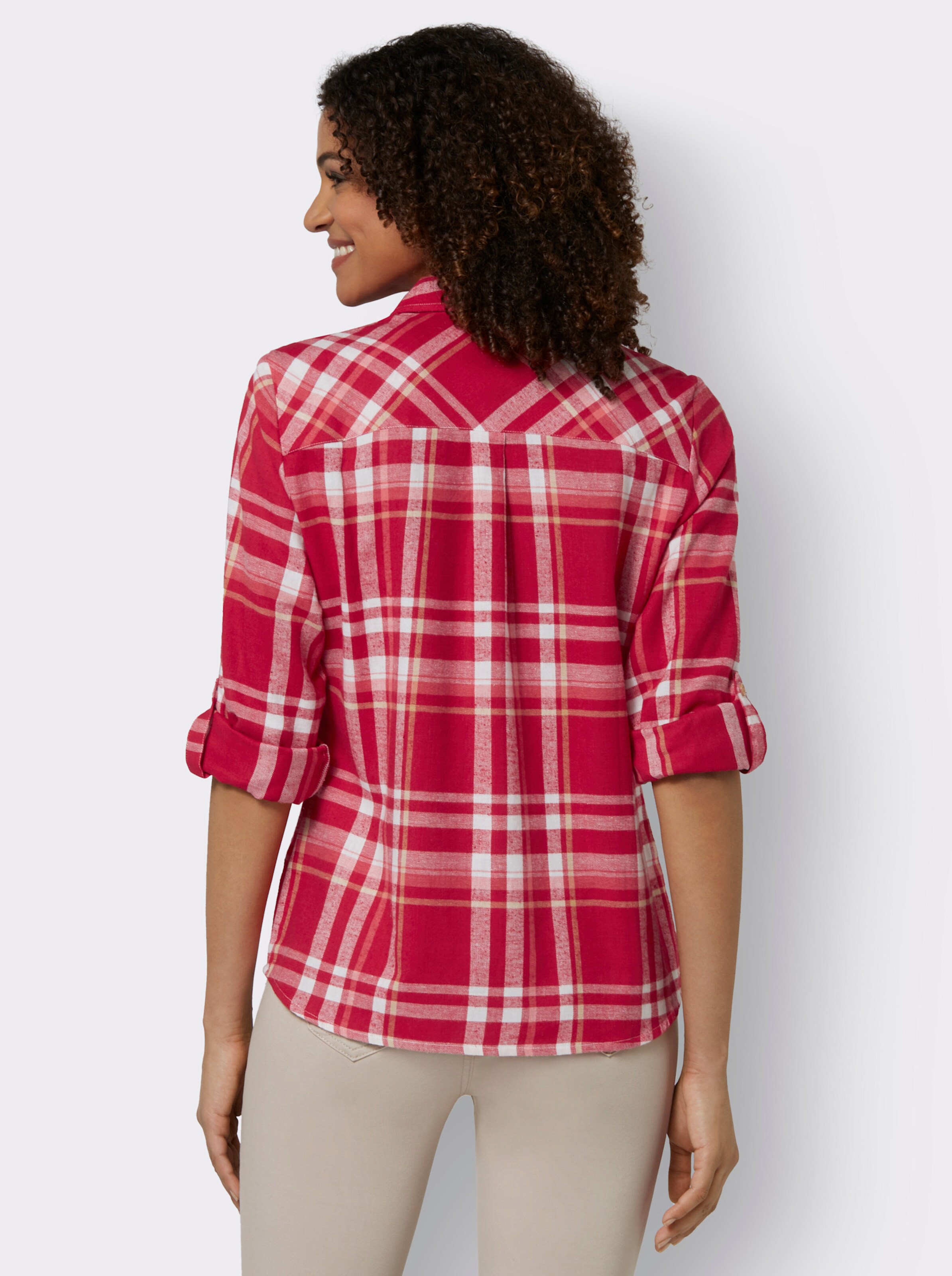 Flanellbluse mit krempelbaren Ärmeln