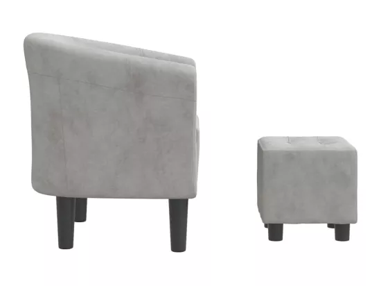 Chaise cabriolet avec repose-pied gris clair velours