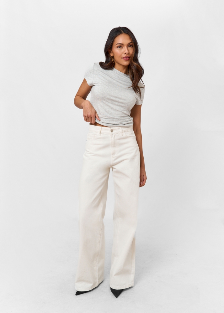 Wide leg classic jeans ecru