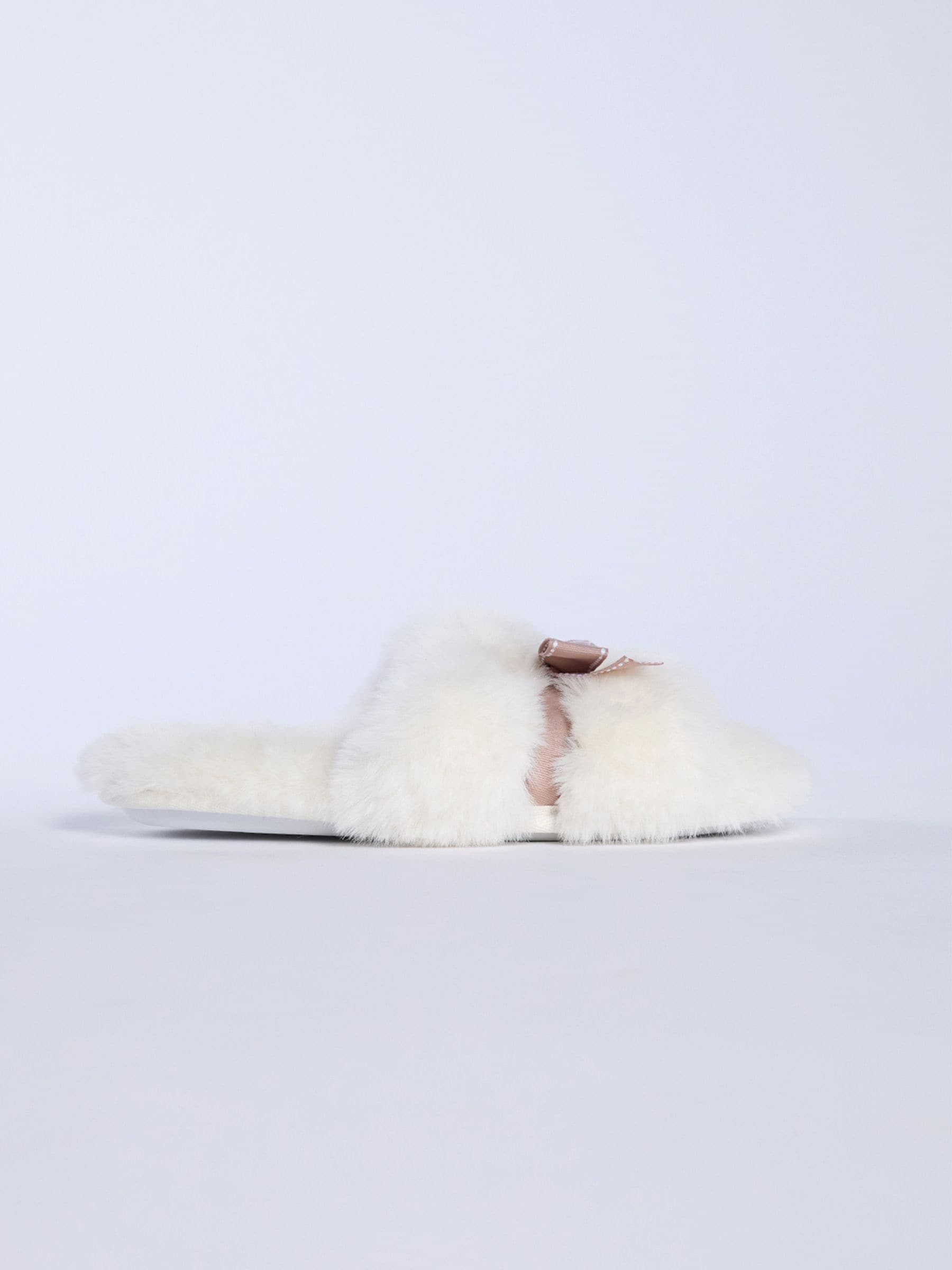 Wit - Boux Avenue Plush Bow Mix Slipper White Sliders
