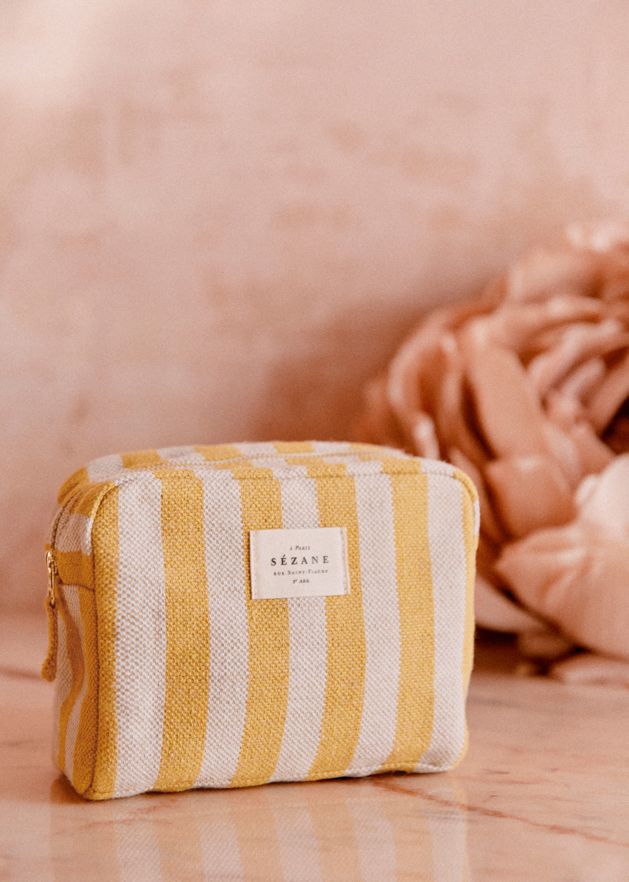 Trousse de Toilette Jute - Rayures Ocre - LES COMPOSANTES/DÉCOUVRIR 5906614