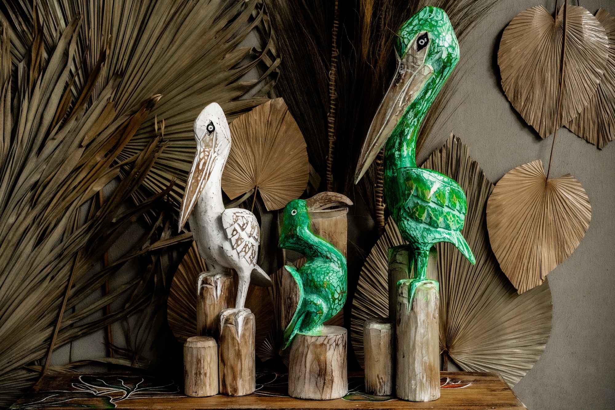 Pelikan-Skulptur grün, H 75 cm, B 30 cm, L 20 cm von fischer's lagerhaus