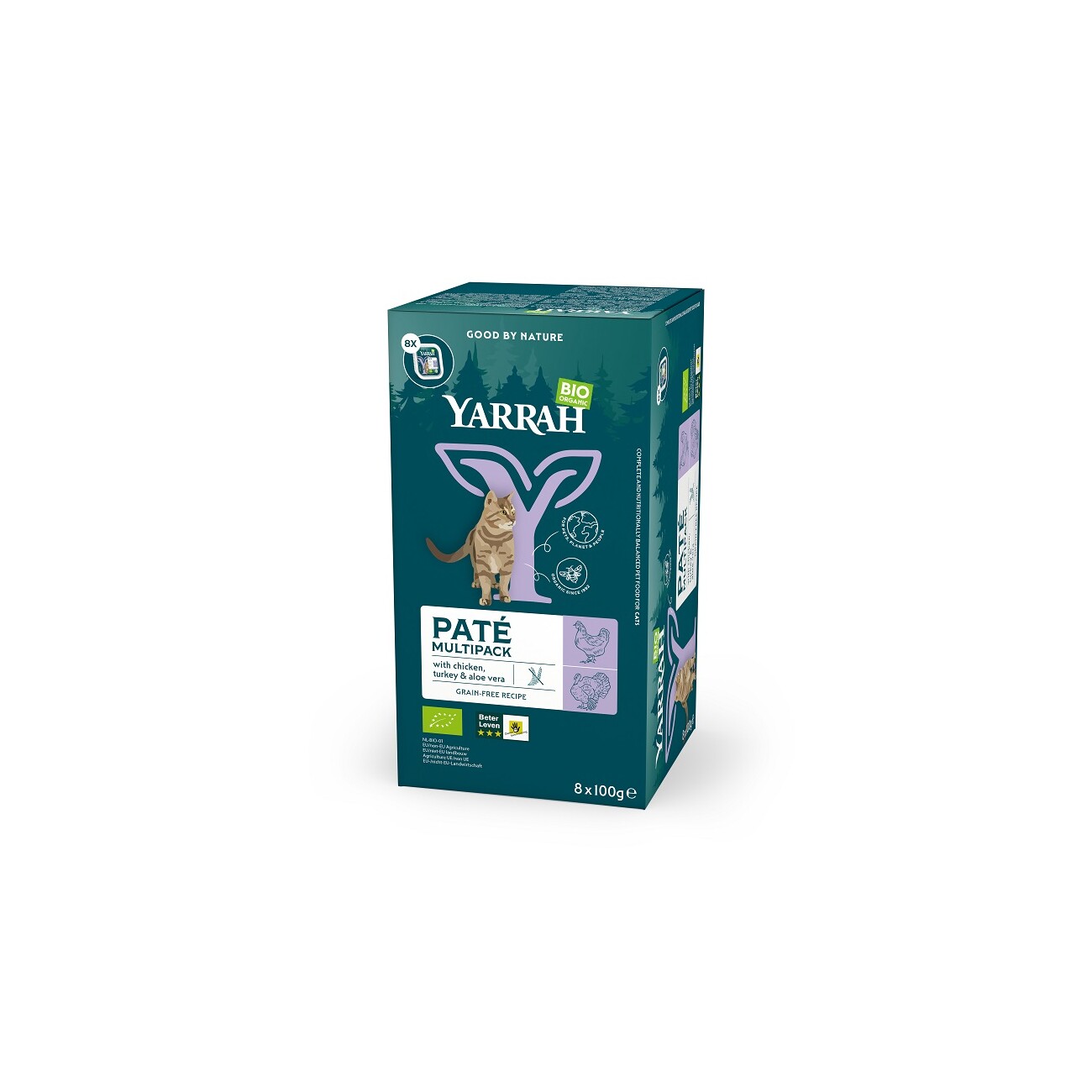 Yarrah Bio Nassfutter Katze Schalen Multipack Pastete Huhn & Truthahn 8x100 g