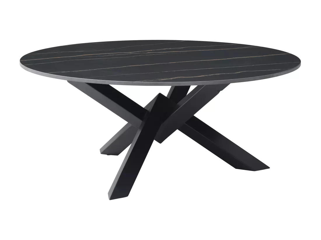 Table basse en céramique et métal - Effet marbre noir - LEONORA de Maison Céphy