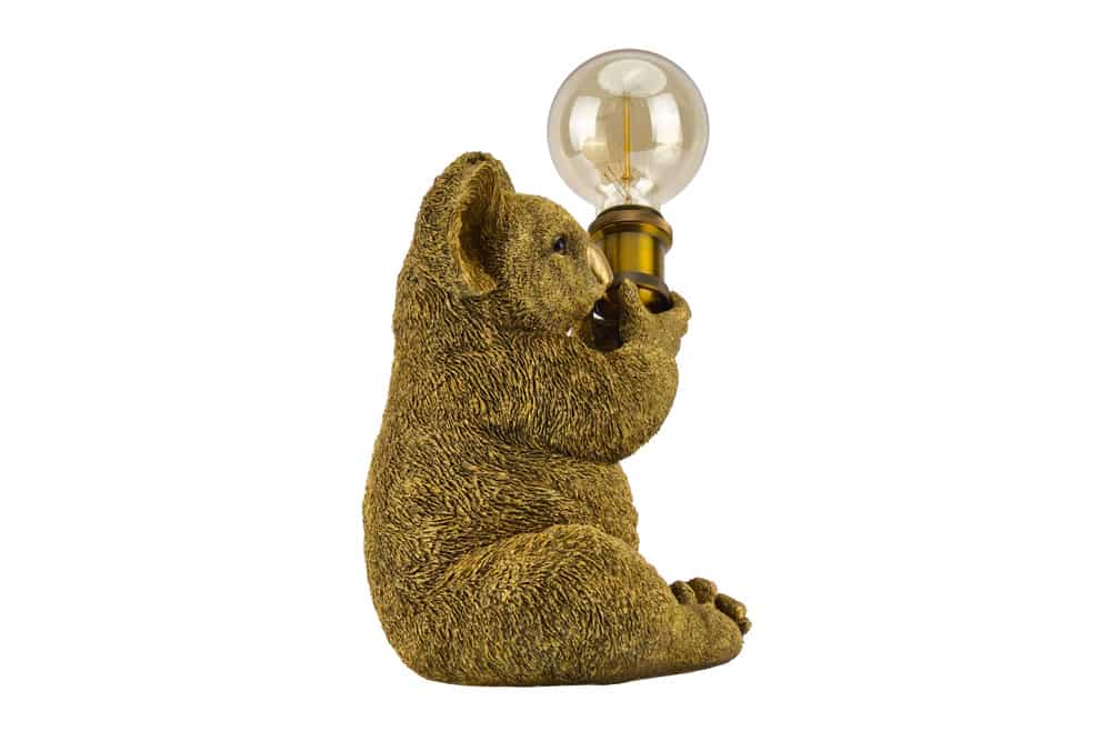 Handgefertigte Tischlampe KOALA 35cm gold Skulptur