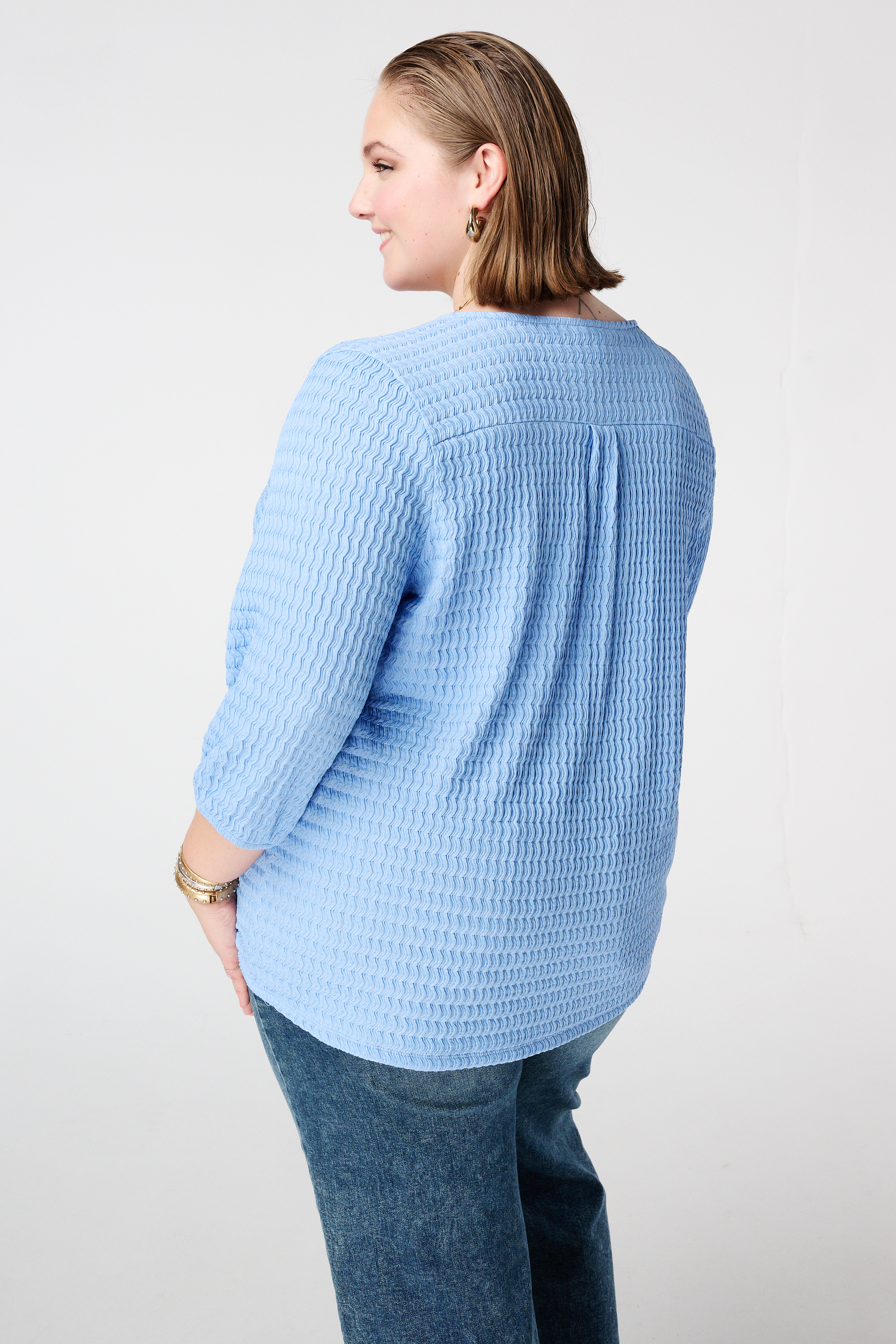 Top met structuur stof blauw