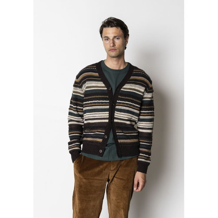 Clean Cut Copenhagen Phillip cardigan Knit Deep green/ecru stripe