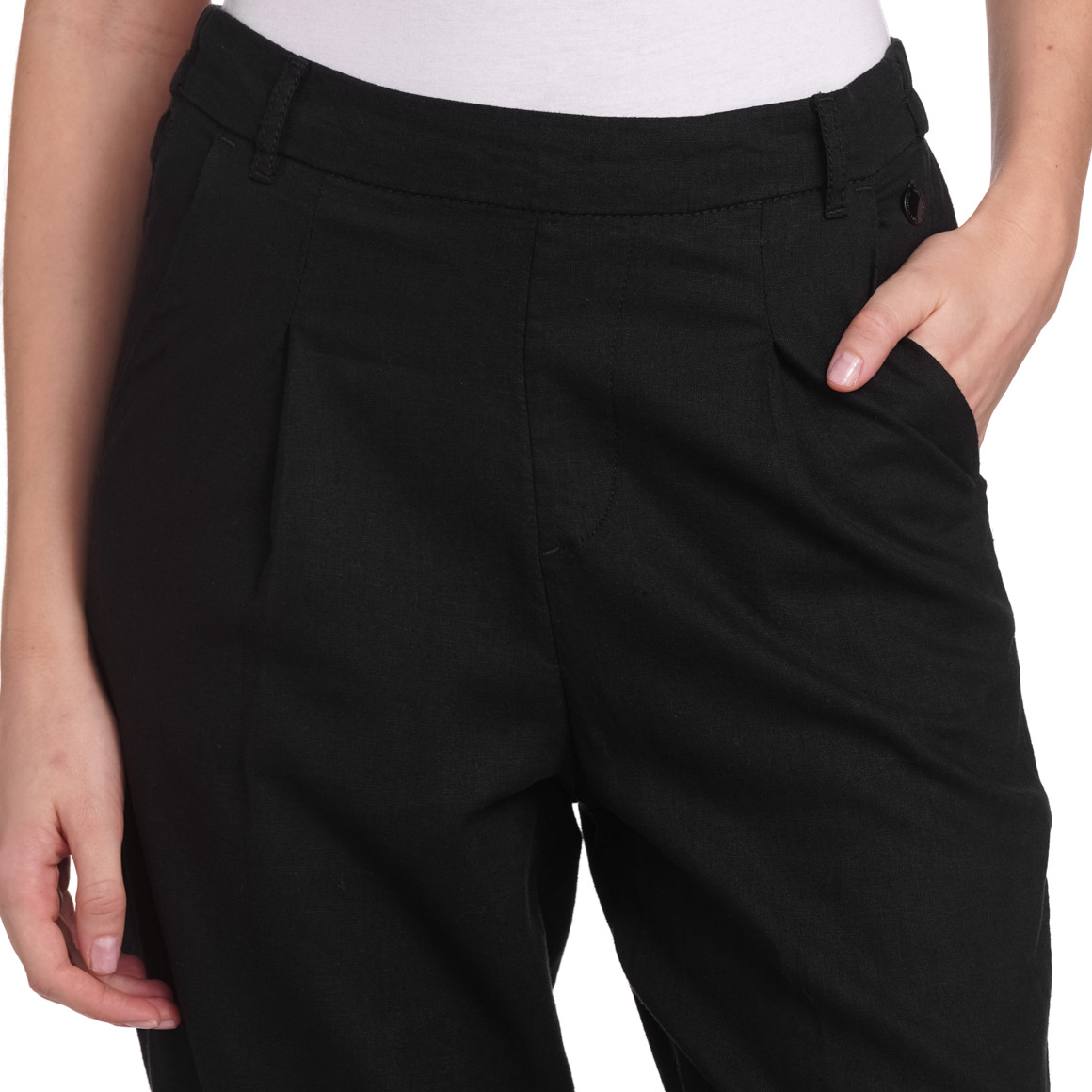 Gina Collection Damen Leinen-Jogpants in Unifarben schwarz
