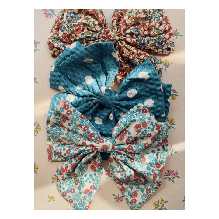 Konges Sløjd Barrette Nœud Bowie Coton Bio | Bleu