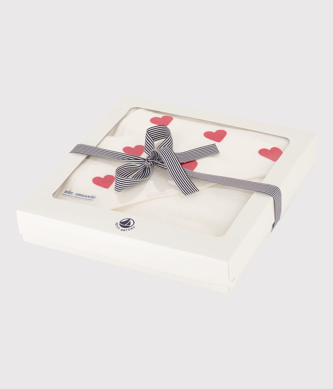 Carré de bain cœurs en coton