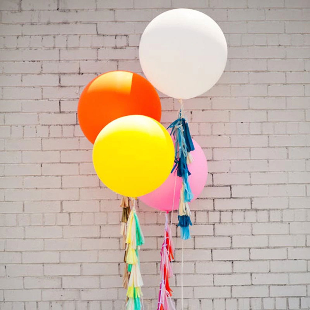 (5er Set) Ø90cm XXL Party Deko Ballons Latex Luftballons Extragross - Schwarz