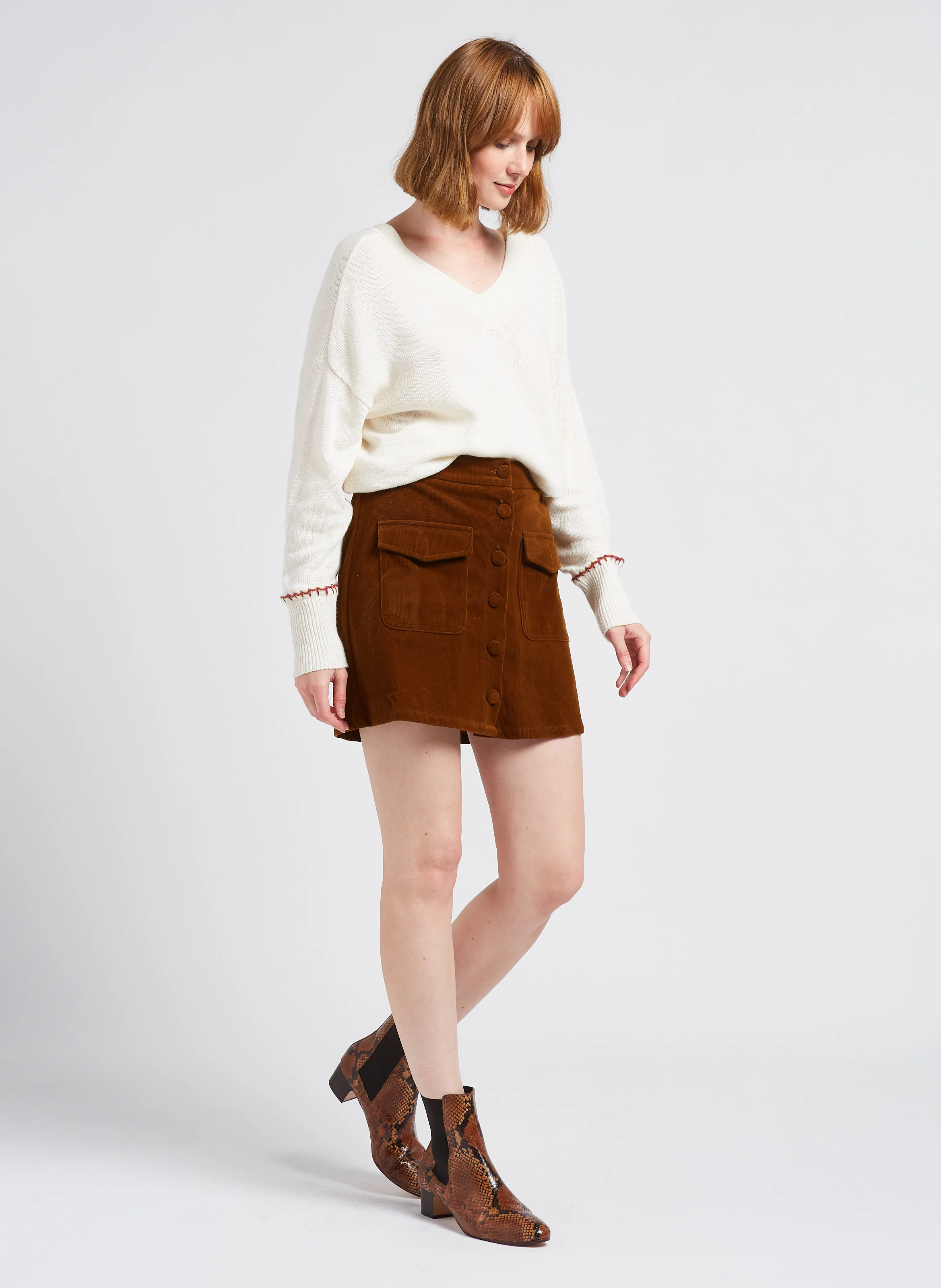 ROCA - Pull ample à décolleté en V | Beige