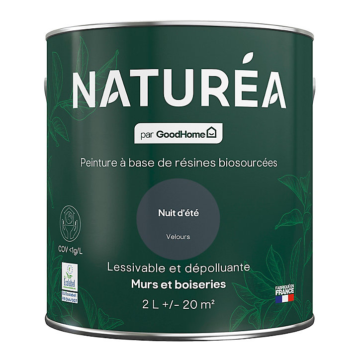 Peinture murs et boiseries Naturéa par GoodHome nuit d'été velours 2L