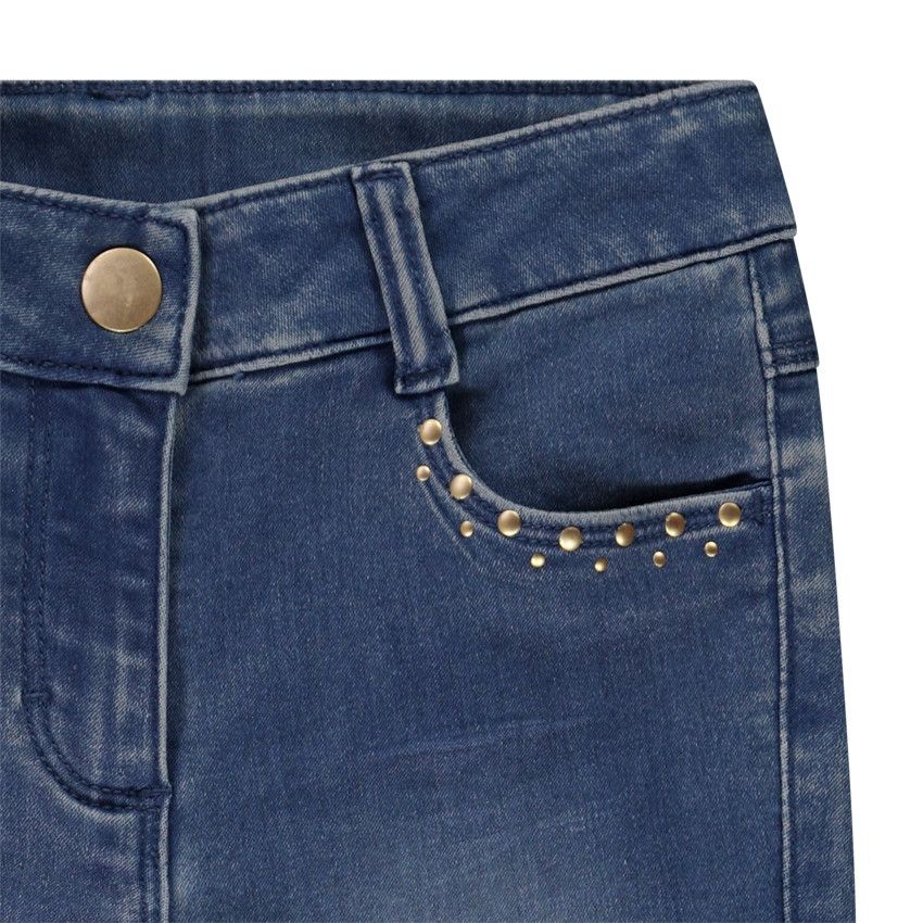 Jean slim à rivets effet délavé pour fille - Bleu moyen