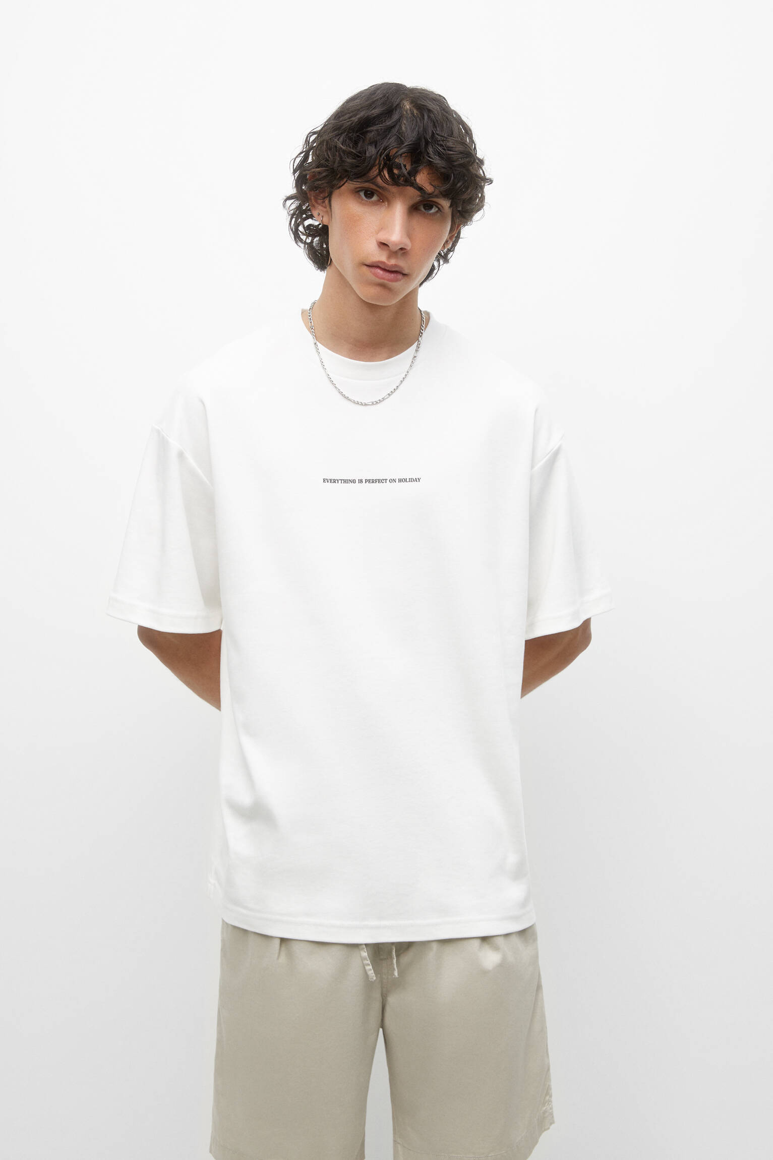 CAMISETA DE LÃ COM ESTAMPA - BRANCA SUJA