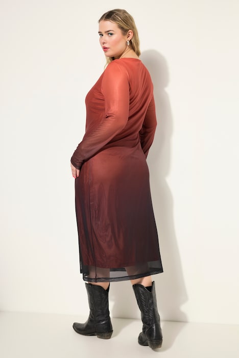 Maxikleid, Mesh, Slim Shape, Drapierung