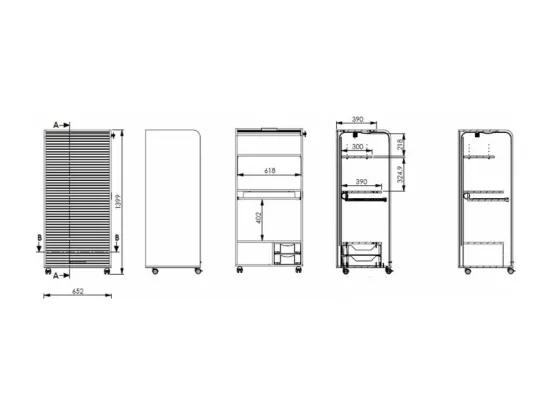 Armoire Informatique Mobile Noire 2 Tiroirs 5 Niches - Coloris: Bambous 912