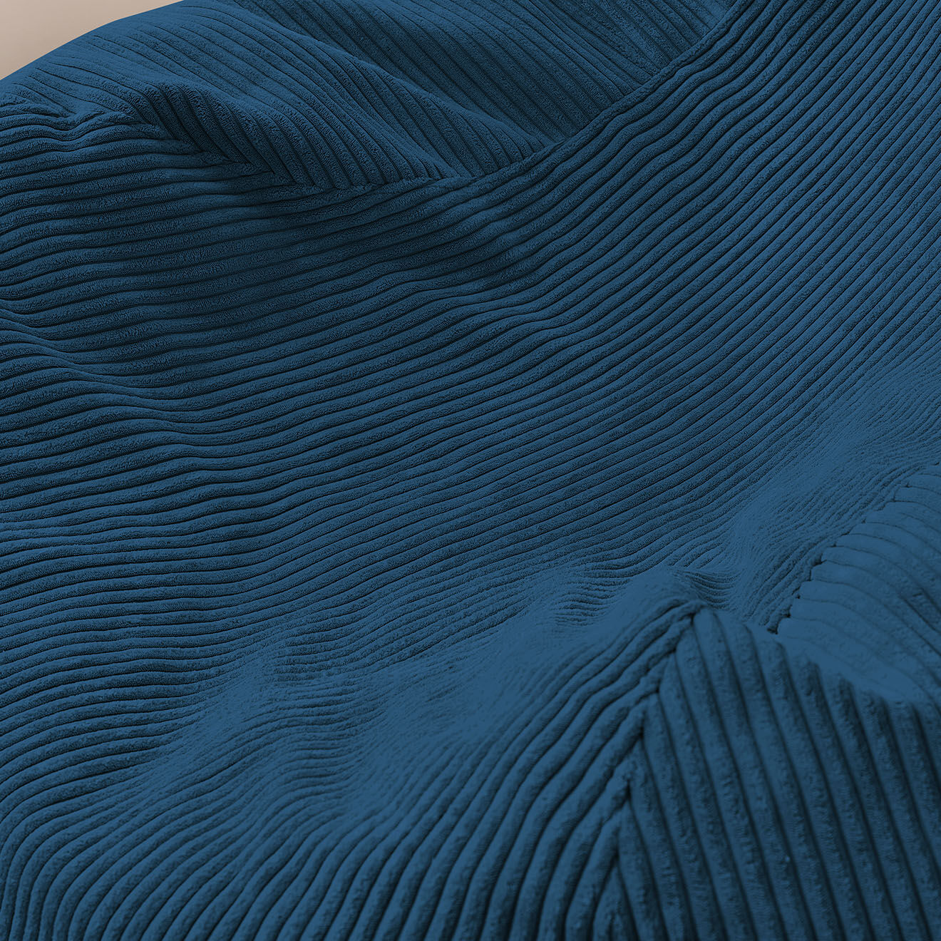 Bobochic Pouf ultra moelleux en Velours côtelé Voltaire bleu foncé - 120x70x60 cm