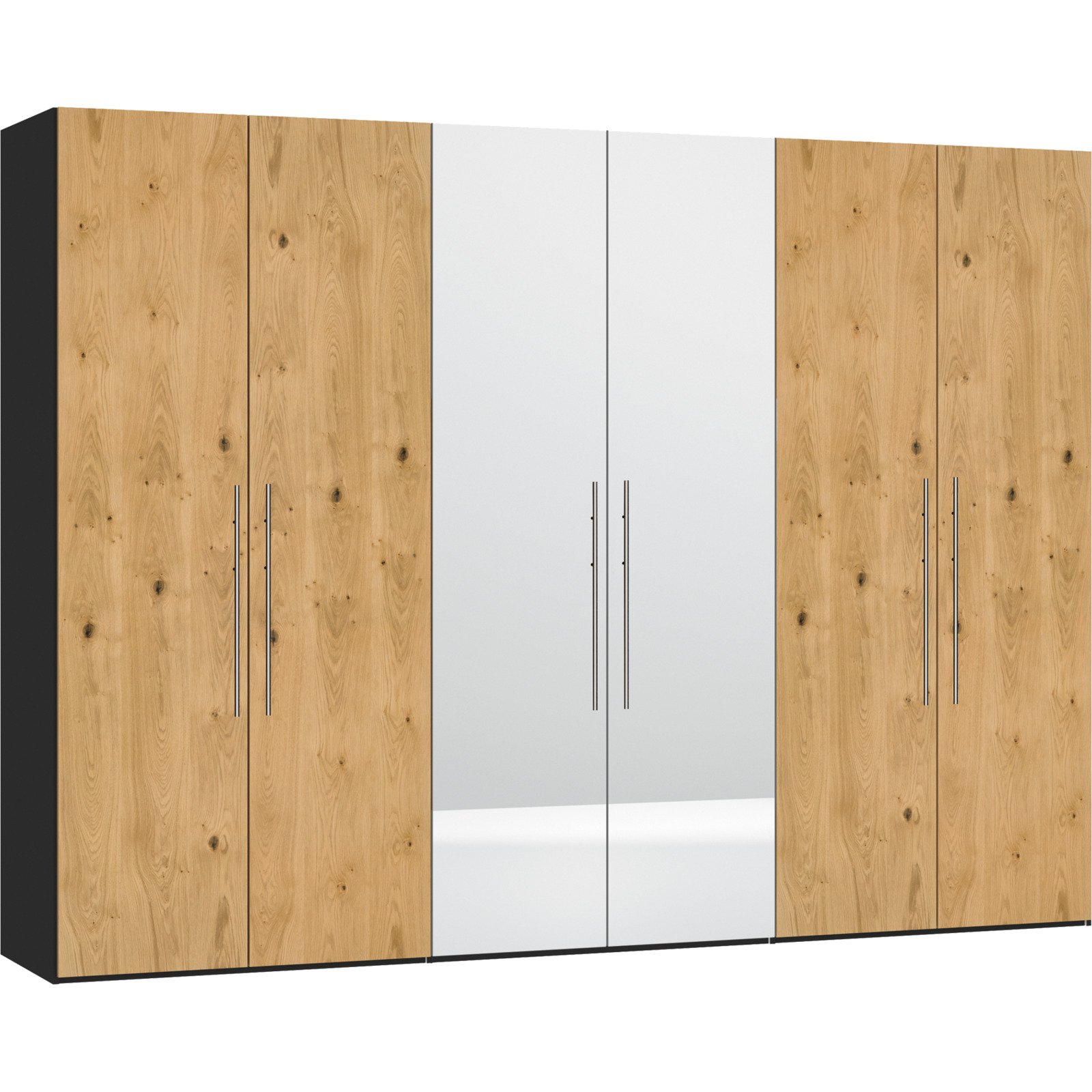 Schrank Schweizer 204 Eiche Furnier schwarz, mit Spiegel 153 cm