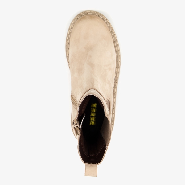 Groot leren meisjes chelsea boots beige