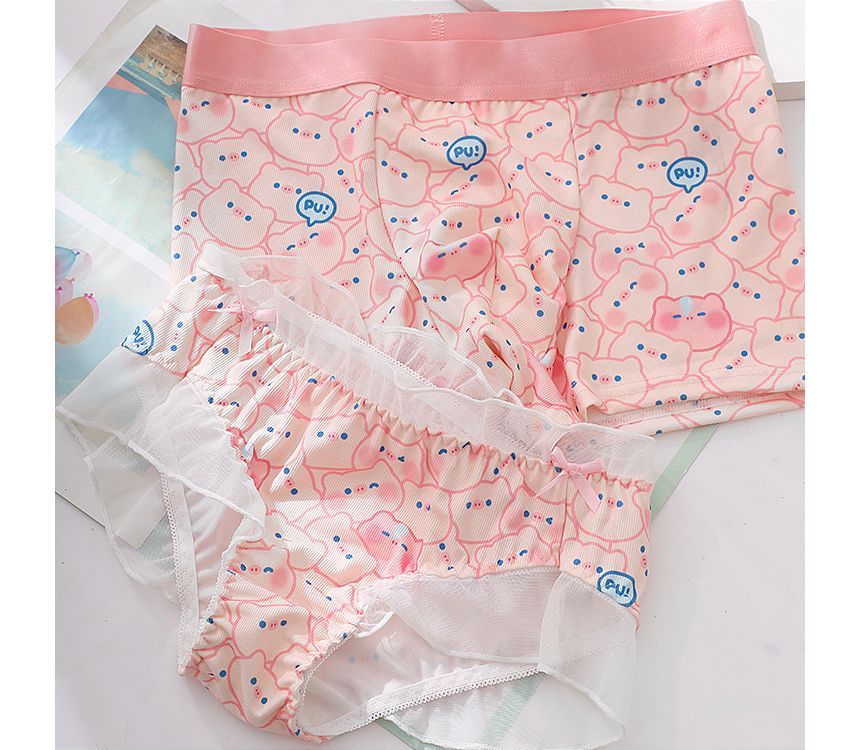 Pancherry - Koppelset: Mesh Ruffle Panty met Varkensprint + Boxershort