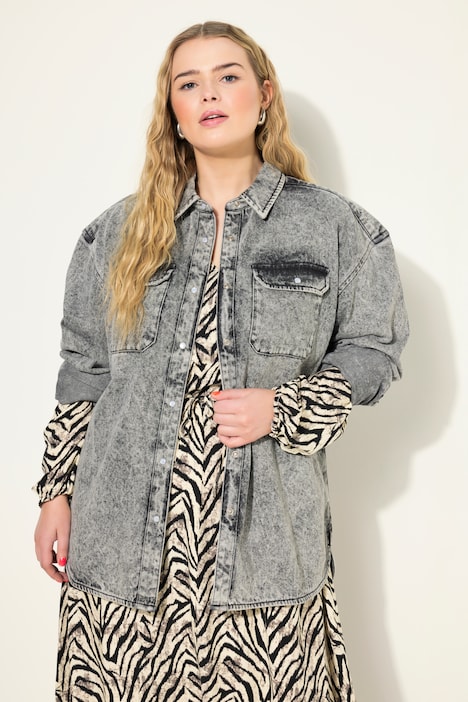 Jeanshemd, oversized, Vintage Look, Langarm