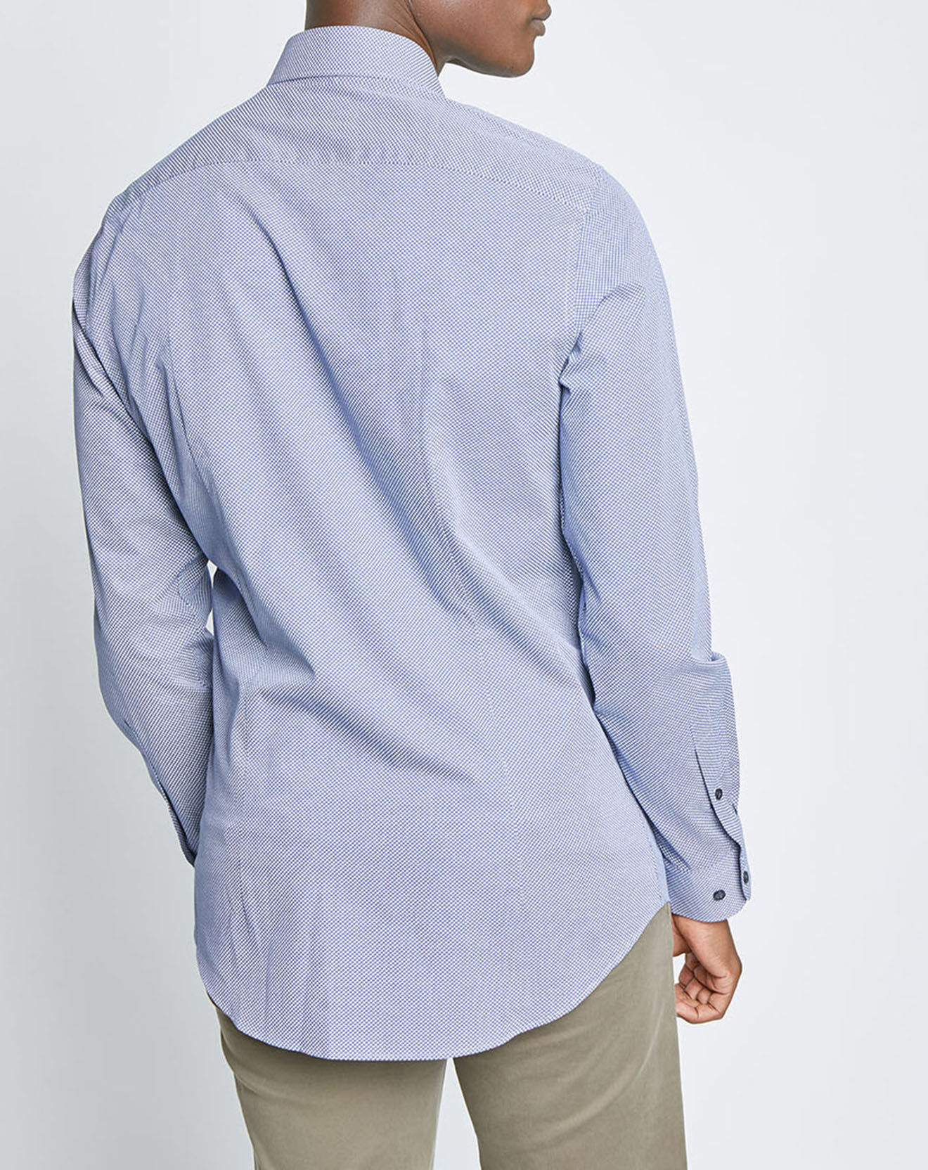 Tommy Hilfiger Chemise Slim 100% Coton Bio Poplin à pois bleue