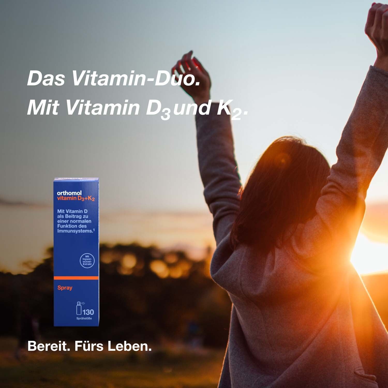 Orthomol Vitamin D3+K2 Spray - Nahrungsergänzungsmittel zur Stärkung des Immunsystems - mit Vitamin D3 und K2 MK7