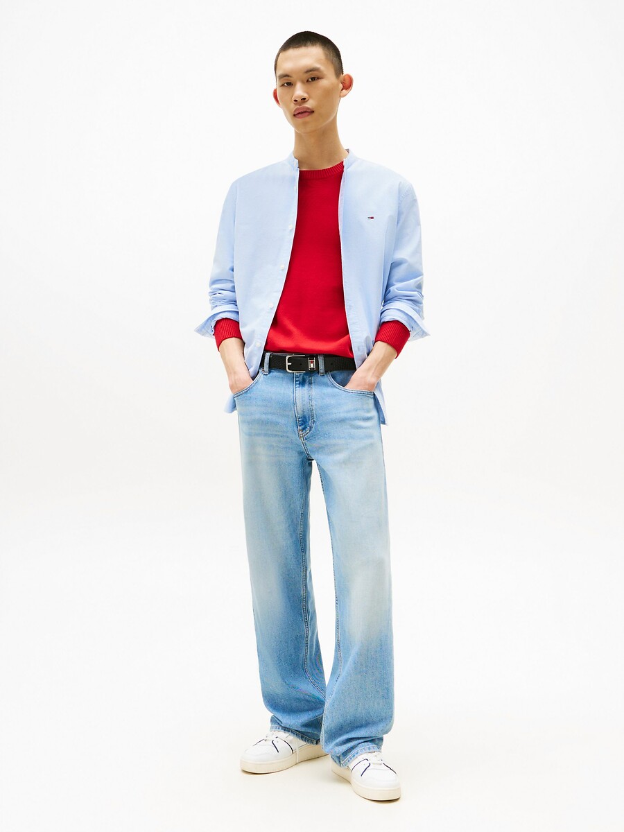 TOMMY JEANS<br>Camisa reta de algodão com estampa exclusiva