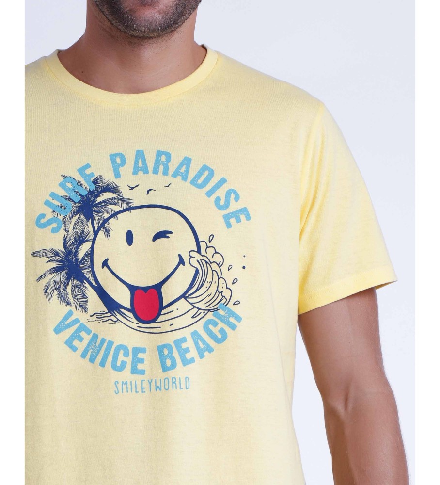 Pijama de manga curta Aznar Innova Surf Paradise amarelo