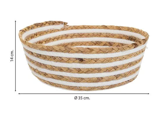 Panier en fibre naturelle et coton marron d35x14h