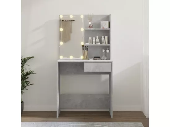 Coiffeuse avec LED Gris béton 74,5x40x141 cm