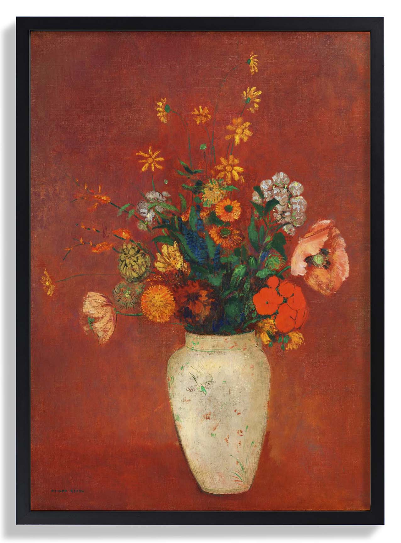 Blumenstrauß in einer chinesischen Vase Gemälde von Odilon Redon
