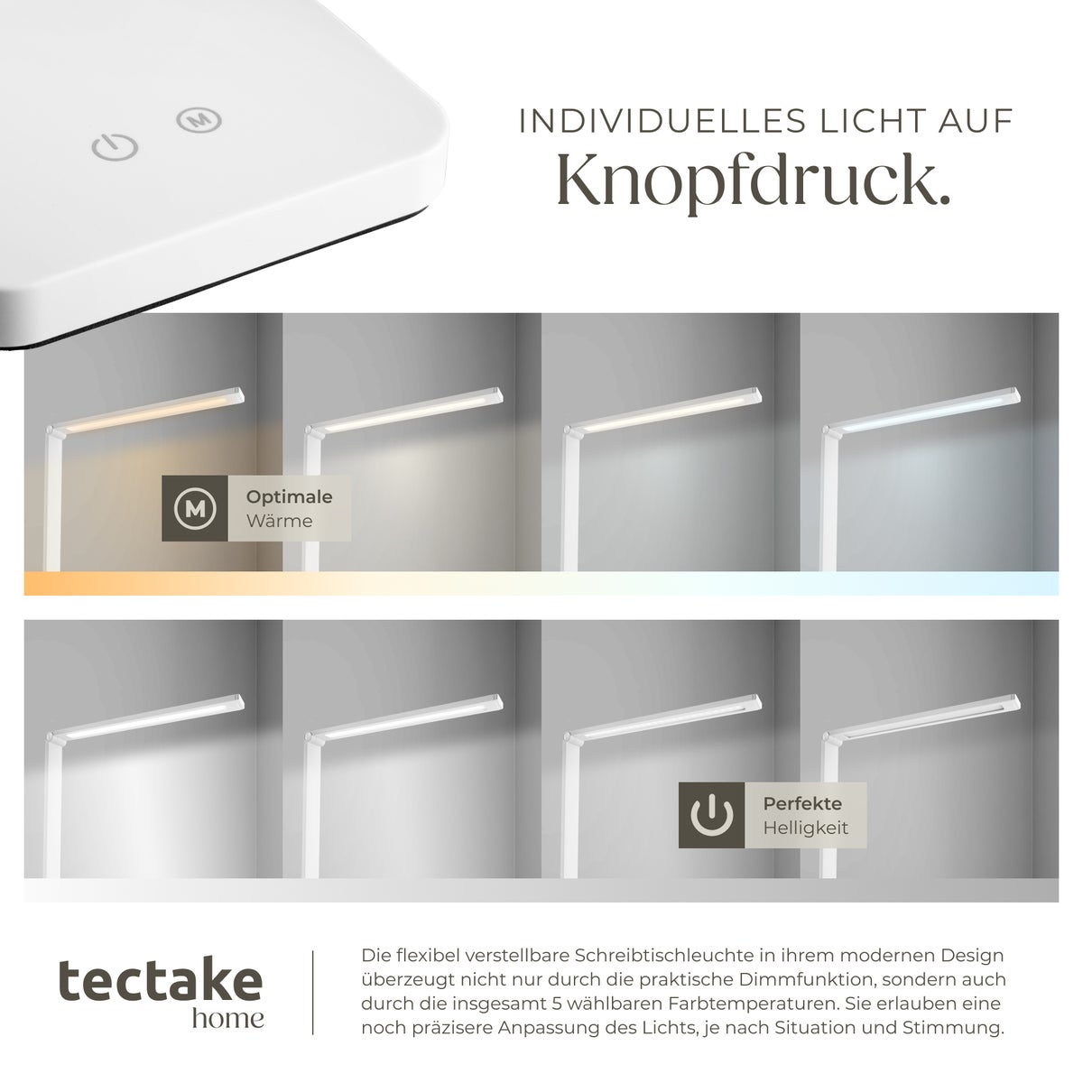 tectake Novaly LED bureaulamp, 5 W inclusief USB-aansluiting