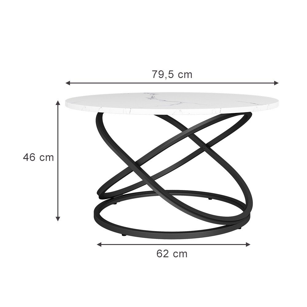 Vicco Couchtisch Calgary Weiß Marmor-Optik 80 x 46 cm Wohnzimmertisch