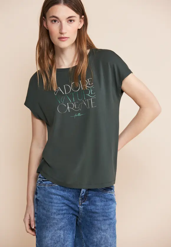 T-Shirt mit Wording - marshy green