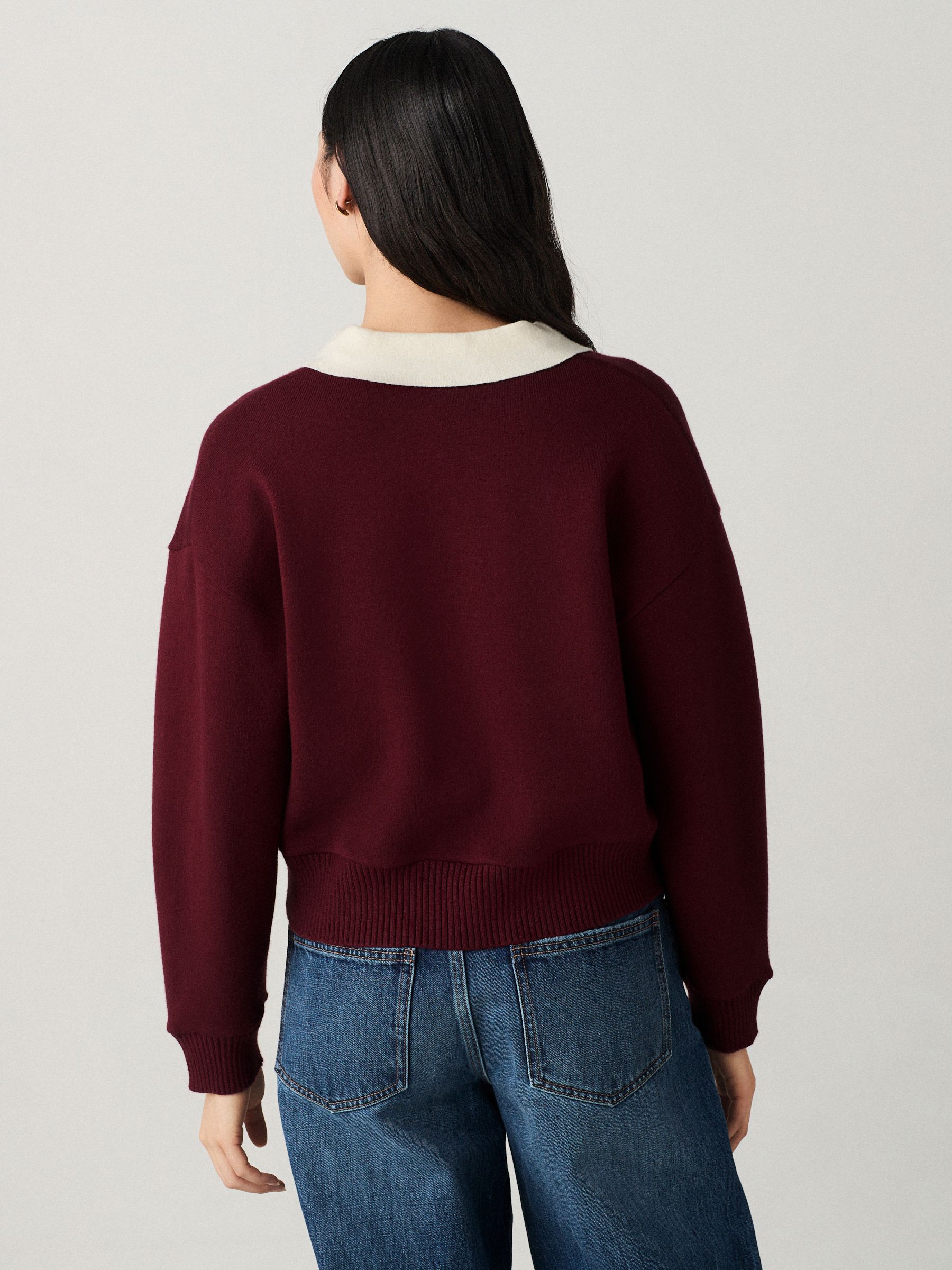 Bordeauxrood/ecru - Soft Touch Polo Jumper