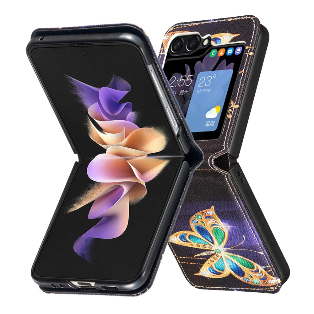 Samsung Galaxy Z Flip7 FE / Z Flip6 Leder Hardcase Schutzhülle - Edler Schmetterling