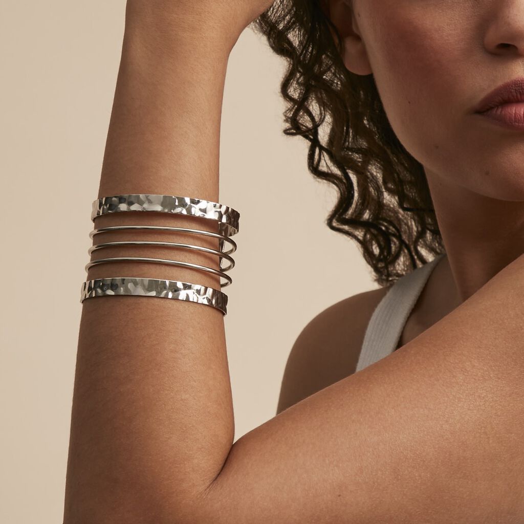 Bracelet Manchette Cambria Acier Blanc