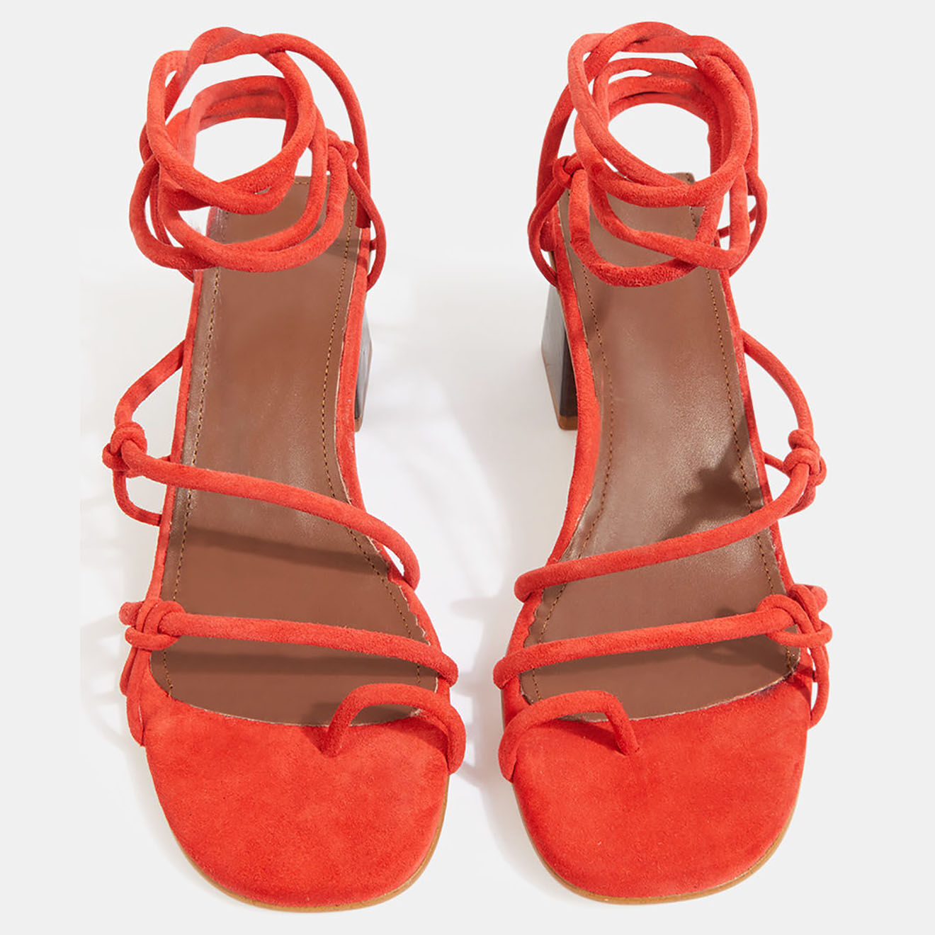Alohas Sandales en Velours de Cuir Cuir Goldie rouge orangé - Talon 7 cm