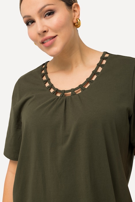 T-Shirt, CutOut-Zierband, Rundhals, Halbarm